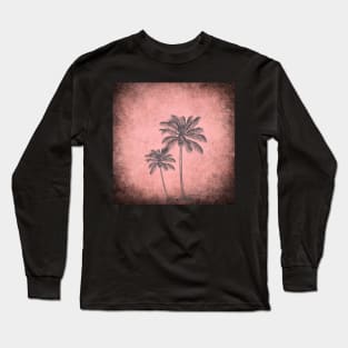 Vintage palm trees on pink Long Sleeve T-Shirt